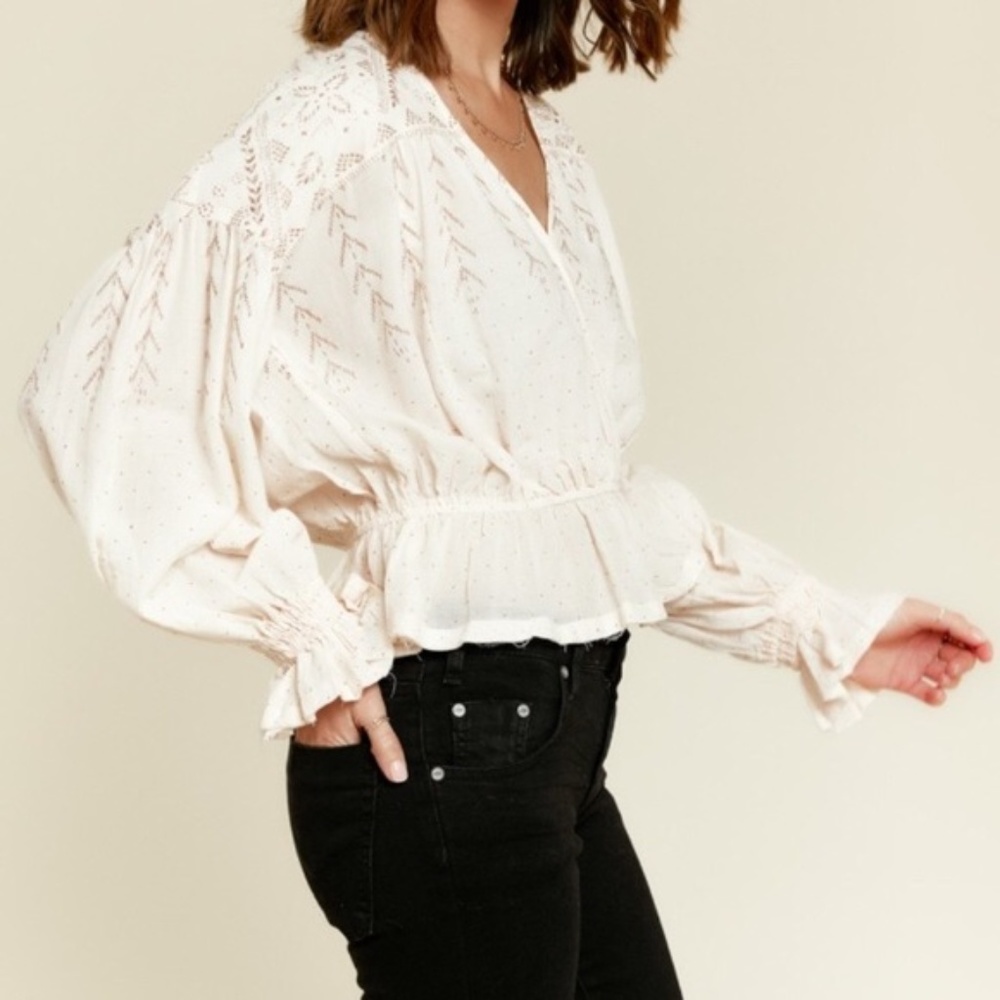 Free People Counting Stars Metallic Thread Blouse - Picture 1 of 4